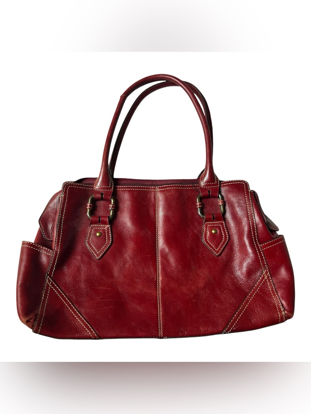 VINTAGE WILSONS LEATHER BURGUNDY RED LARGE TOTE WEEKENDER BAG